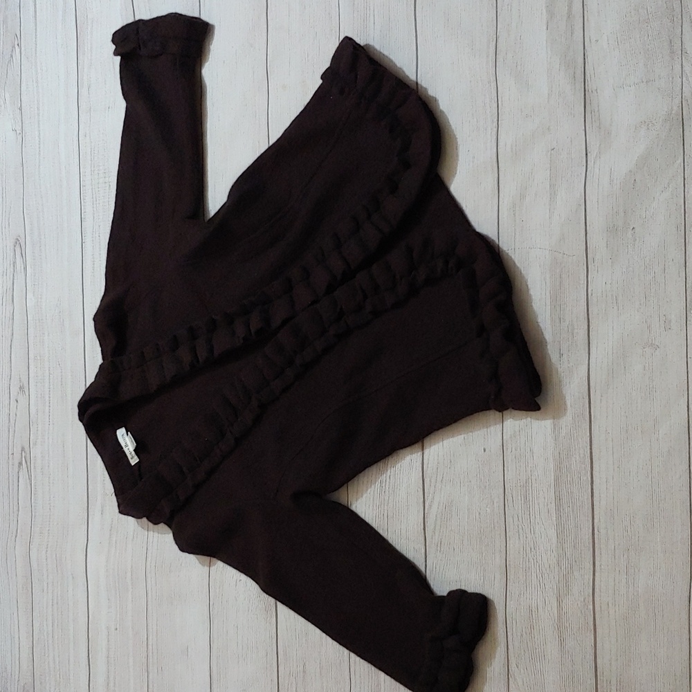 SUSAN BRISTOL BOILED WOOL RUFFLED CARDIGAN COAT - Picture 2 of 9
